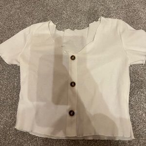 white button crop top